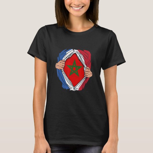 French with Moroccan roots Maroc Flag with France T-shirt (Voorkant)