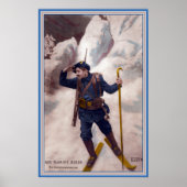 French WWI Soldier on Skis in the Alps Blue Devils Poster (Voorkant)