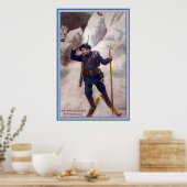 French WWI Soldier on Skis in the Alps Blue Devils Poster (Keuken)