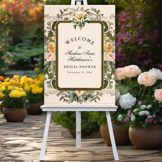 French Yellow Floral Elegant Tea Vrijgezellenfeest Poster