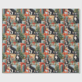 Frenchi Santa Paws Geschenk voor vakantie Cadeaupapier (Vlak)