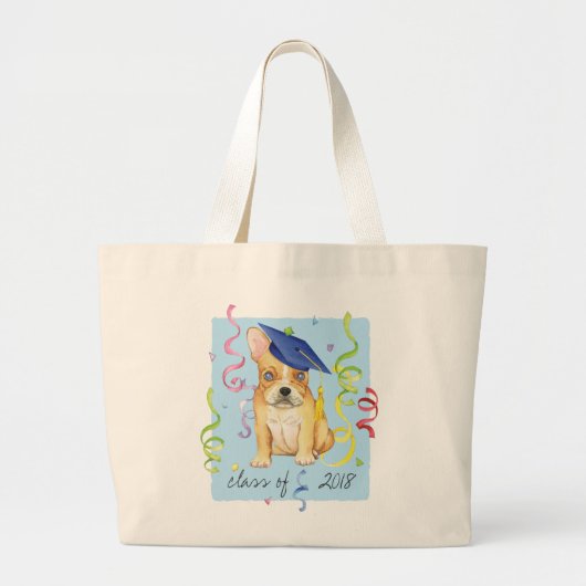 Frenchie Afstuderen Grote Tote Bag (Voorkant)