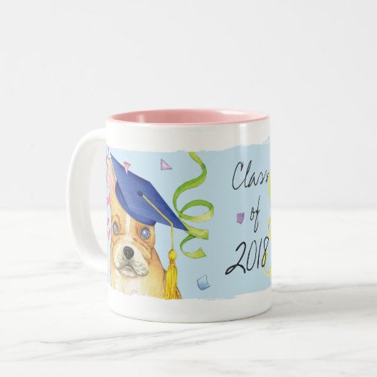 Frenchie Afstuderen Tweekleurige Koffiemok (Voorkant links)