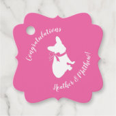 Frenchie Baby shower Franse Bulldog Roze Bedankjes Labels (Voorkant)