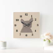 Frenchie, beige vierkante klok (Huis)