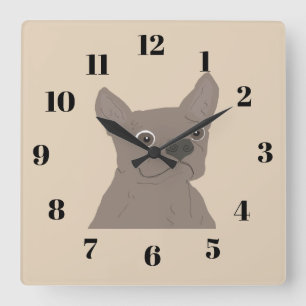 Frenchie, beige vierkante klok