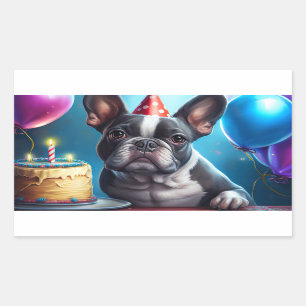 Frenchie Birthday Bash: Een echte Franse bulledog Rechthoekige Sticker