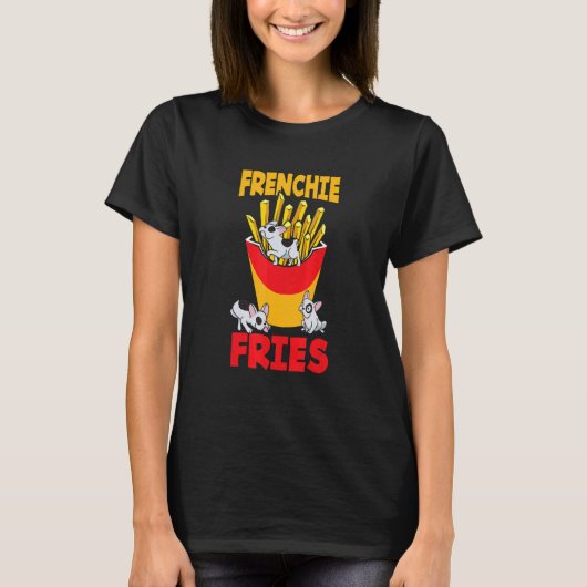 Frenchie Bulldog Fries T-shirt (Voorkant)