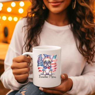 Frenchie Bulldog Mom Patriotic USA Flag Grote Koffiekop