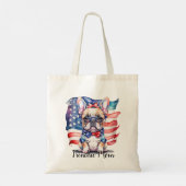 Frenchie Bulldog Mom Patriotic USA Flag Tote Bag (Achterkant)