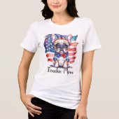 Frenchie Bulldog Mom Patriotic USA Flag Tri-Blend Shirt (Voorkant)
