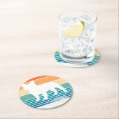 Frenchie Bulldog Retro Sunset Love Ronde Kartonnen Onderzetter (Insitu)