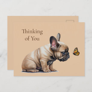 Frenchie & Butterfly Denken aan jou Briefkaart