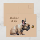 Frenchie & Butterfly Denken aan jou Briefkaart (Voorkant / Achterkant)