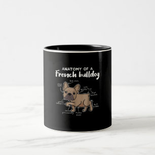 Frenchie-cadeau Anatomie van een Franse bulledog Tweekleurige Koffiemok