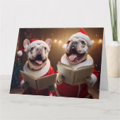 Frenchie Christmas Carolers Fun Holiday Kaart (Voorkant)