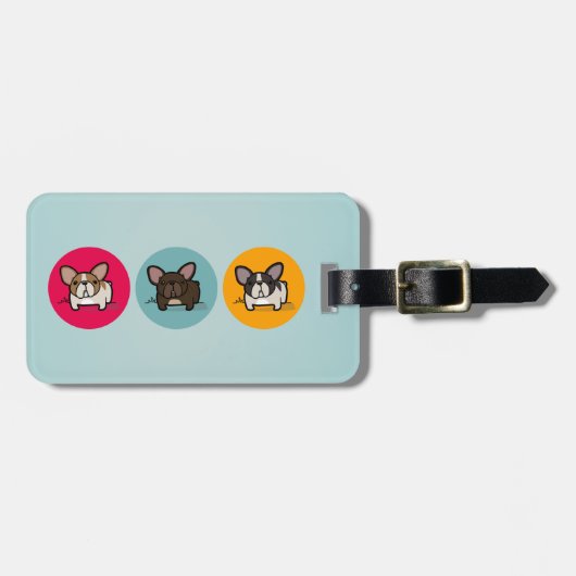 Frenchie-cirkels - Blauw, goud en roze Bagagelabel (Voorkant horizontaal)