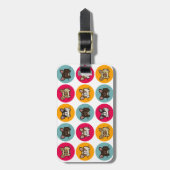 Frenchie-cirkels - Blauw, goud en roze Bagagelabel (Voorkant verticaal)