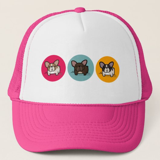Frenchie-cirkels - Blauw, goud en roze Trucker Pet (Voorkant)