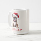 Frenchie Claus Dog Pun Christmas Coffee Mok (Voorkant links)