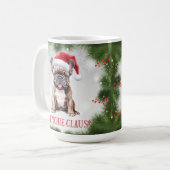Frenchie Claus Dog Pun Christmas Coffee Mok (Voorkant links)