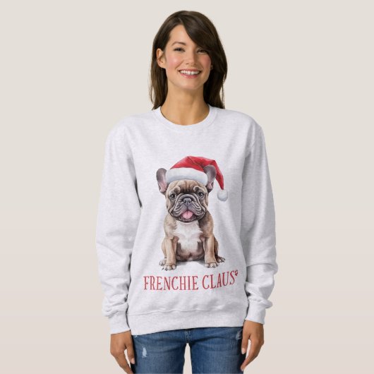 Frenchie Claus Schattigee Franse Bulldog Kerstmis Trui (Voorkant volledig)
