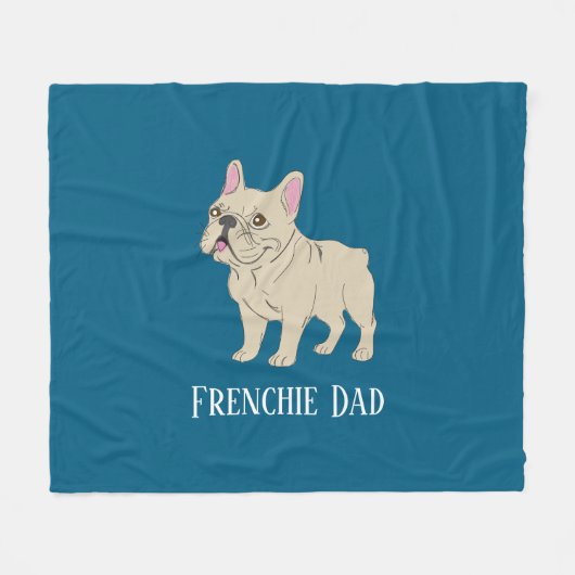 Frenchie Dad Fleece Deken (Voorkant (Horizontaal))