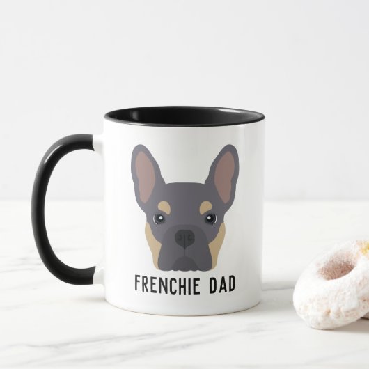 Frenchie Dad Lila en Tan French Bulldog Mok (Met donut)