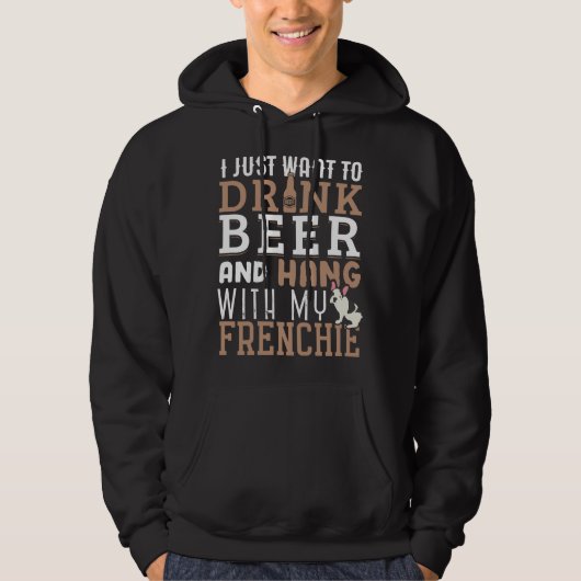 Frenchie Dad T Funny French Bulldog Dog Lover Beer Hoodie (Voorkant)
