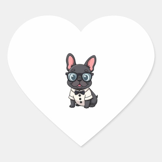 Frenchie De Heren Kopie (4) Hart Sticker (Voorkant)