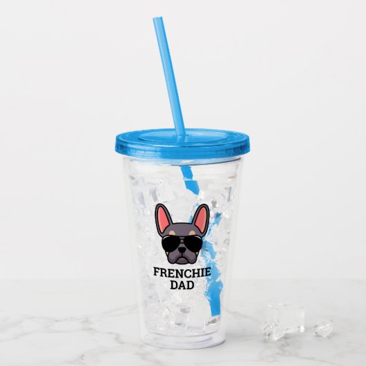 Frenchie Dog Dad Lila en Tan French Bulldog Acryl Drinkbeker (Voorkant ijs)
