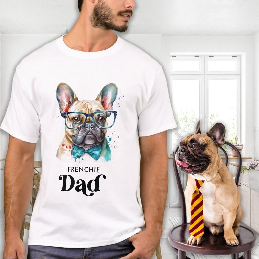 Frenchie Dog DAD Personalized Retro French Bulldog T-shirt