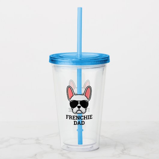 Frenchie Dog Dad White Bulldog Acryl Drinkbeker (Voorkant)