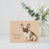Frenchie Dog denkt aan je Briefkaart (Staand voorkant)