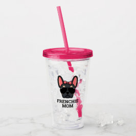 Frenchie Dog Ma Black en Tan French Bulldog Acryl Drinkbeker