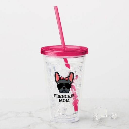 Frenchie Dog mam Blue French Bulldog Acryl Drinkbeker (Voorkant ijs)