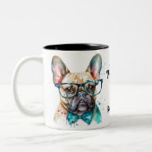Frenchie Dog MOM Personalized Retro French Bulldog Tweekleurige Koffiemok (Links)