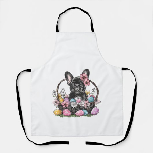Frenchie Dog Pasen Frenchie Dog Eieren Kunst T-Shi Schort (Voorkant)