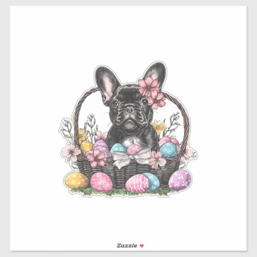 Frenchie Dog Pasen Frenchie Dog Eieren Kunst T-Shi Sticker (Vel)