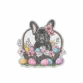 Frenchie Dog Pasen Frenchie Dog Eieren Kunst T-Shi Sticker (Voorkant)