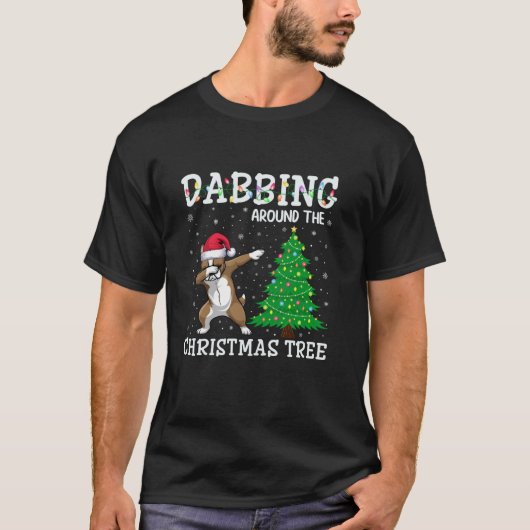 Frenchie Dog Santa Hat Dabbing rond de kerst T-shirt (Voorkant)