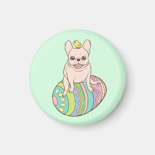 Frenchie en paassteen op kleurrijke paaseieren magneet