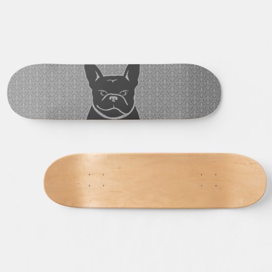 FRENCHIE FLEUR DE LIS Charcoal Gray Skateboard (Horizontaal)