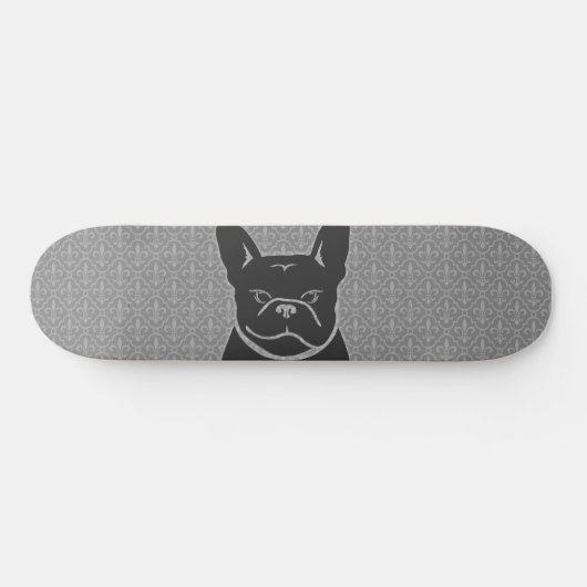 FRENCHIE FLEUR DE LIS Charcoal Gray Skateboard (Horizontaal)