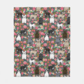Frenchie Floral Blanket - franse bulldog Fleece Deken (Voorkant)