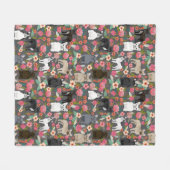 Frenchie Floral Blanket - franse bulldog Fleece Deken (Voorkant (Horizontaal))
