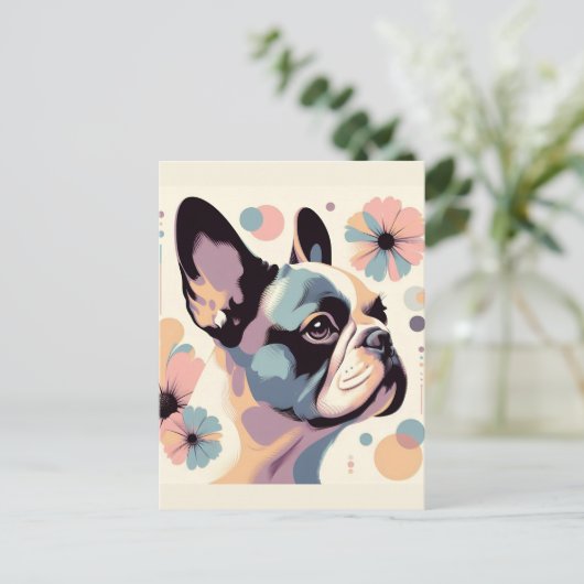 Frenchie Floral Vibes Briefkaart (Staand voorkant)