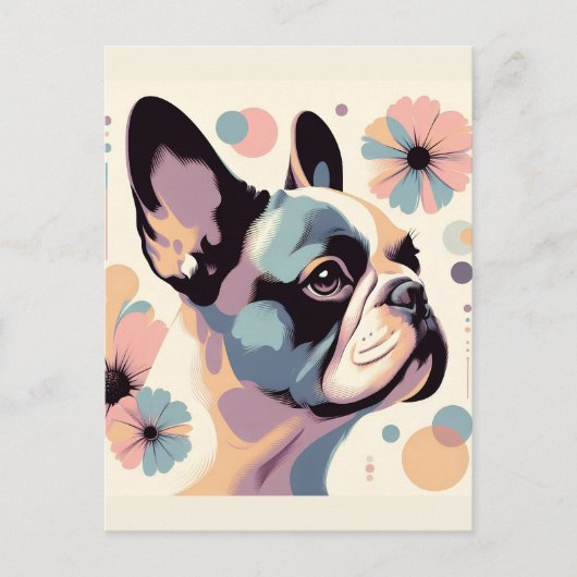Frenchie Floral Vibes Briefkaart (Voorkant)