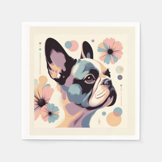 Frenchie Floral Vibes Servet (Voorkant)
