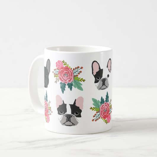 Frenchie Florals Mok - leuke franse stierenhonden (Voorkant links)
